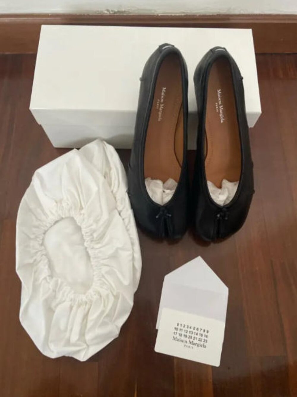 NEW Maison Margiela Tabi Ballet Flats Black Leather Split-Toe